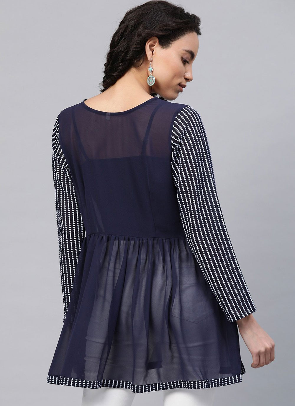 Party Wear Kurti Georgette Blue Print Kurtis