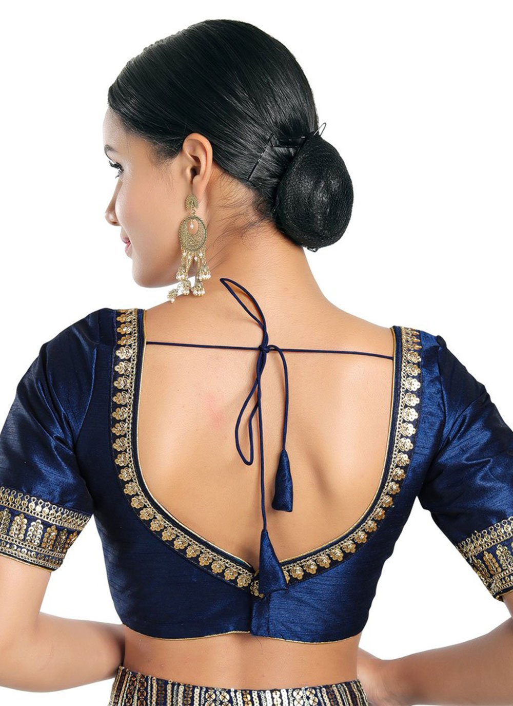 Designer Blouse Silk Blue Embroidered Blouse