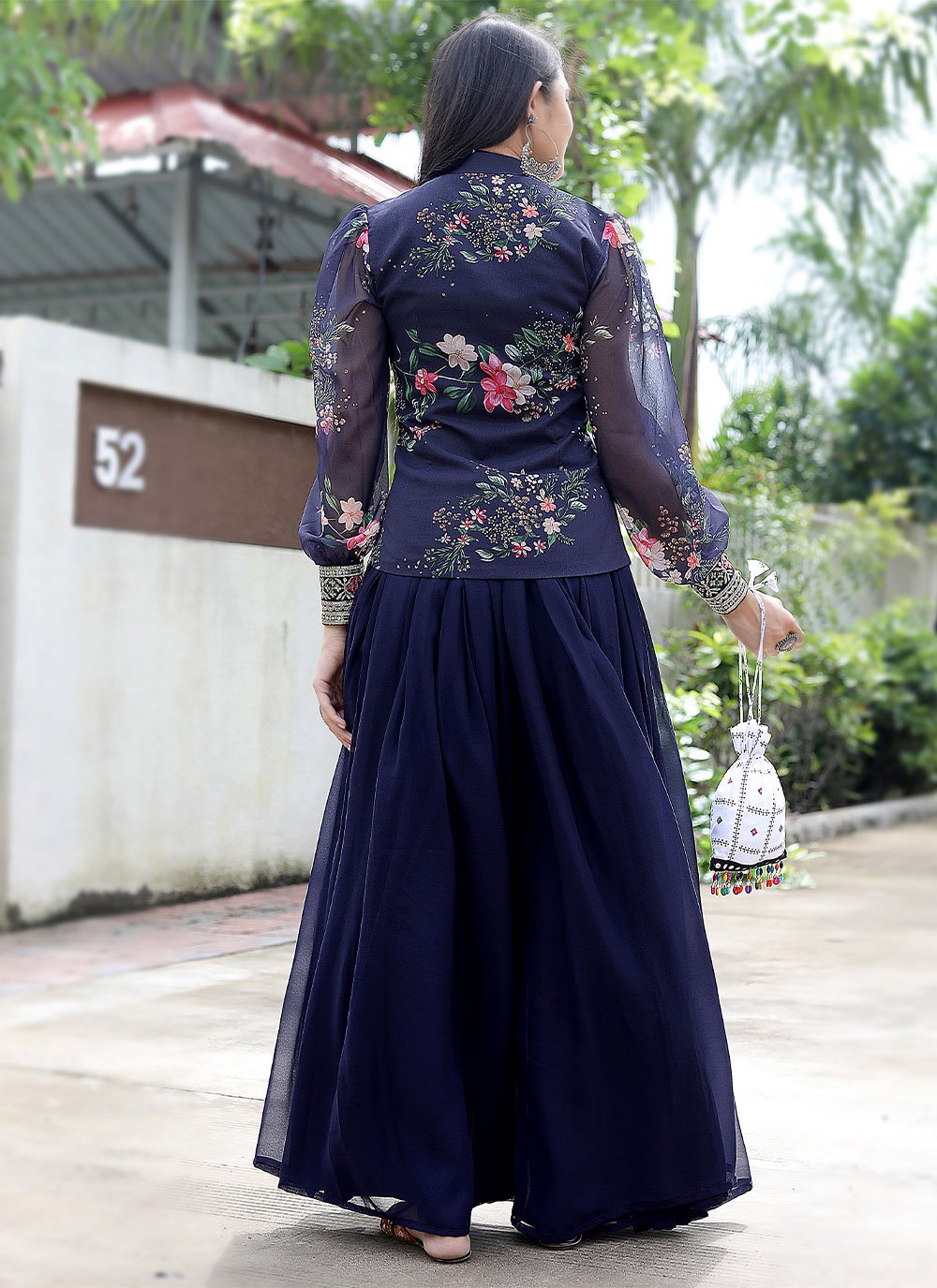 Designer Kurti Georgette Blue Digital Print Kurtis