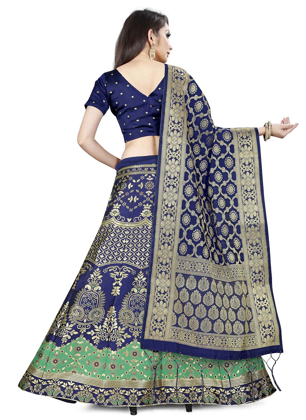 Lehenga Choli Banarasi Silk Jacquard Blue Jacquard Work Lehenga Choli