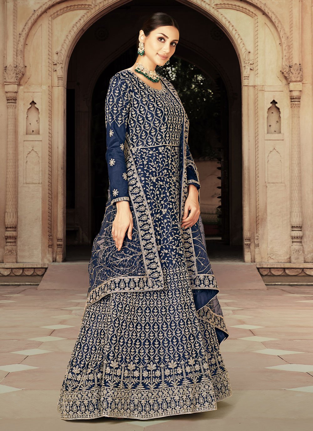 Salwar Suit Net Blue Diamond Salwar Kameez