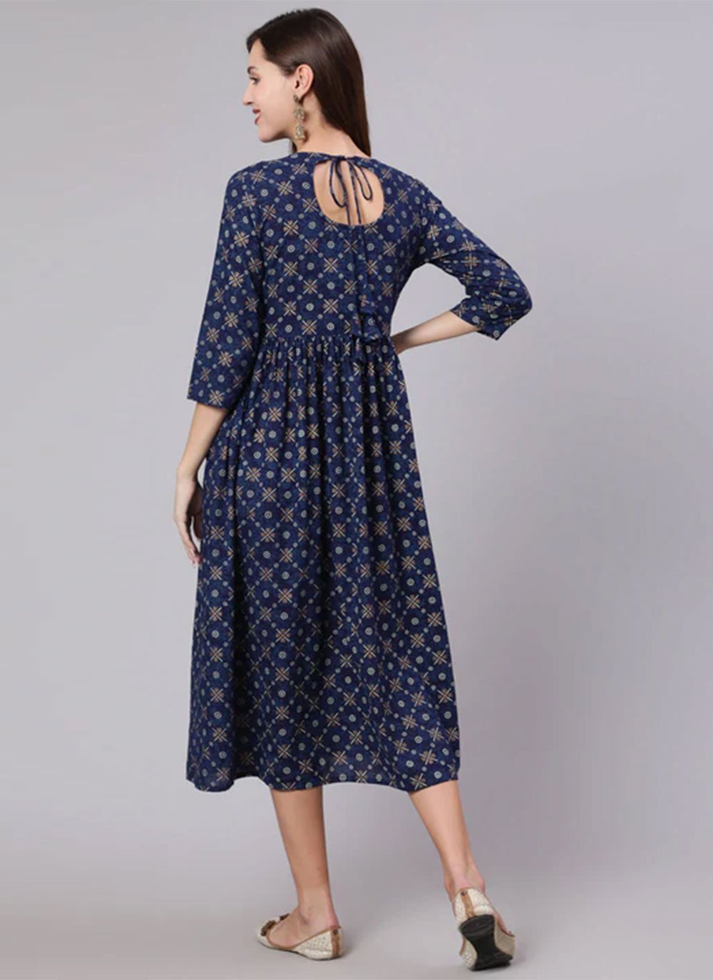 Designer Kurti Rayon Viscose Blue Print Kurtis