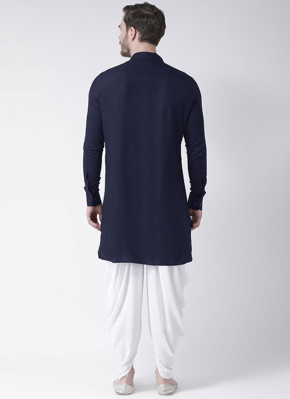 Kurta Blended Cotton Blue Plain Mens