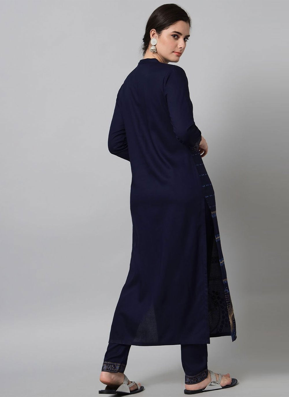 Party Wear Kurti Rayon Viscose Blue Print Kurtis