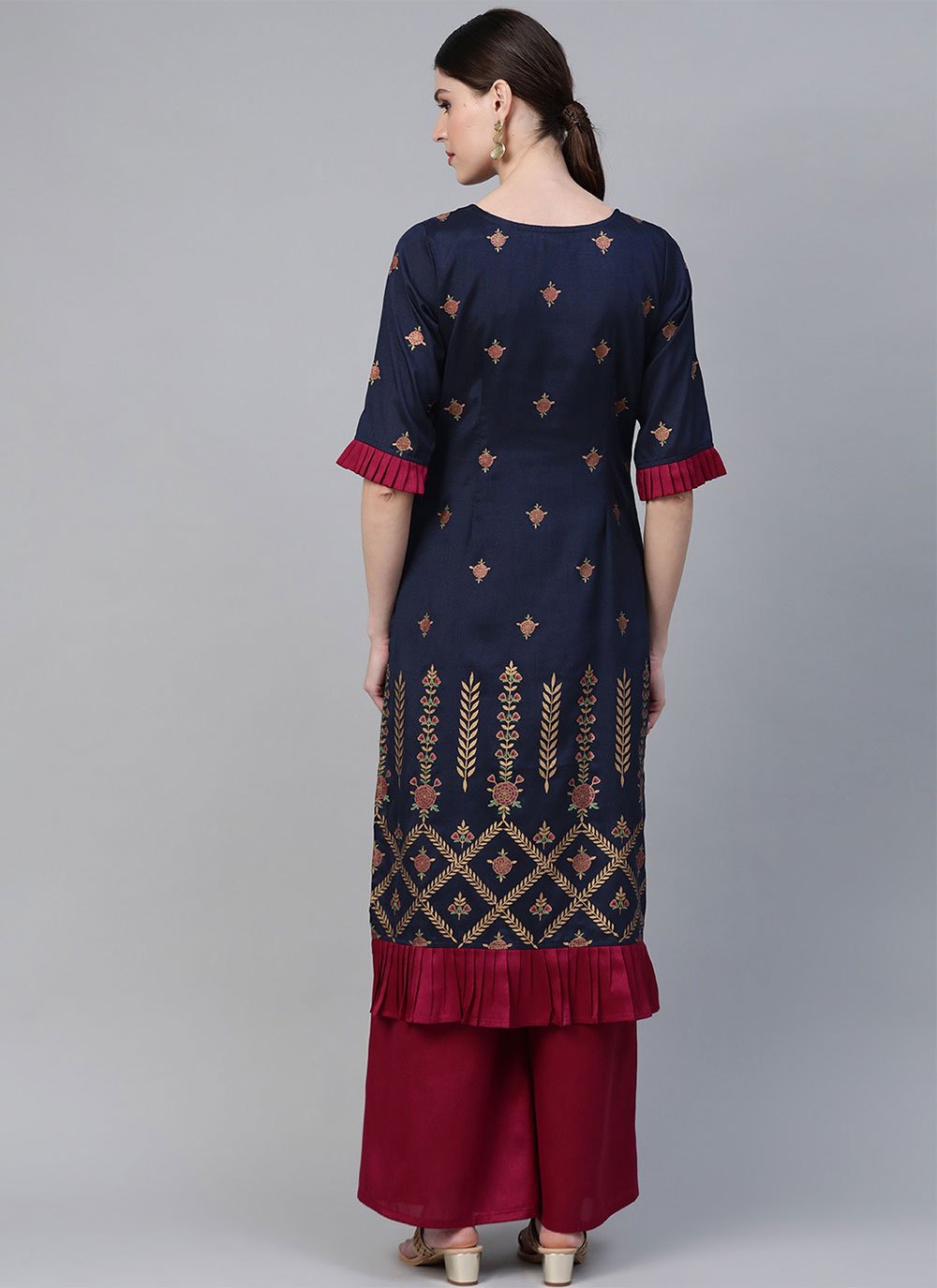 Casual Kurti Poly Silk Blue Print Kurtis