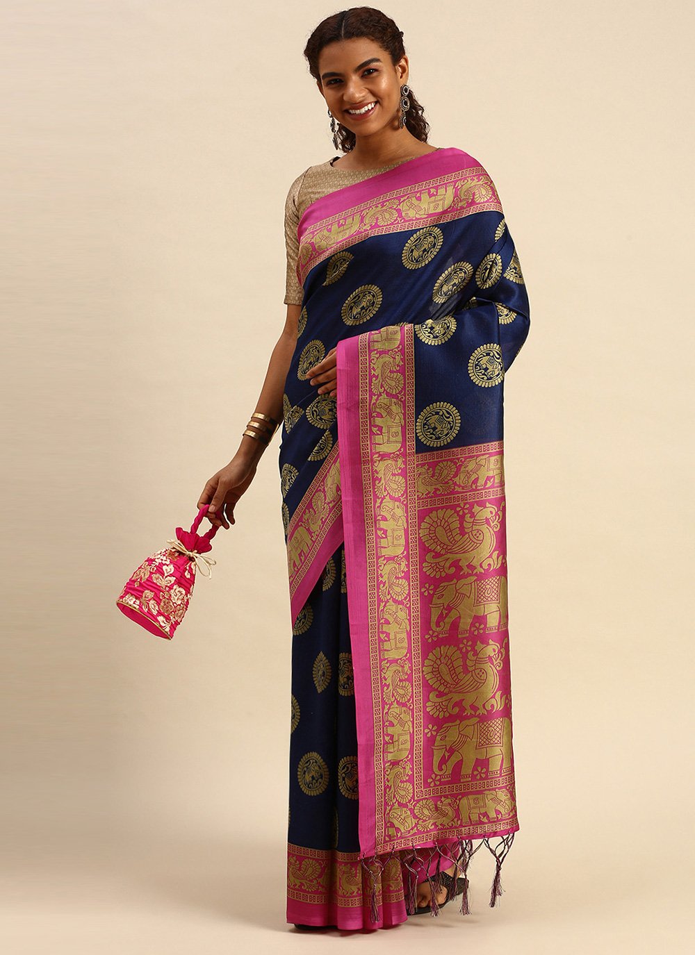 Casual Art Silk Blue Weaving Saree