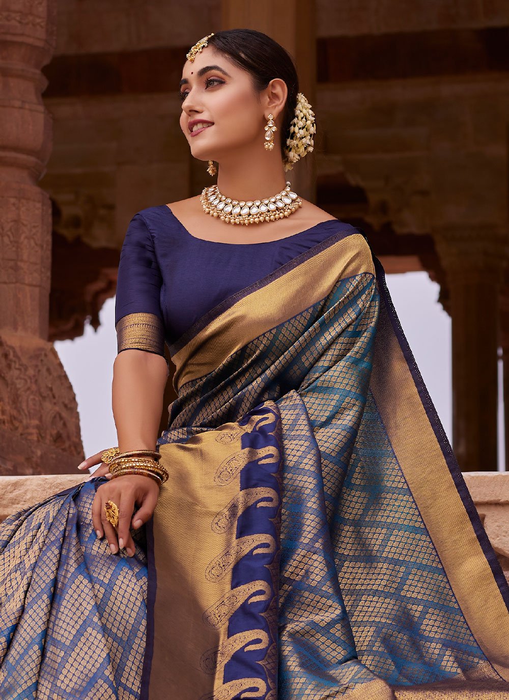 Classic Silk Blue Weaving Saree
