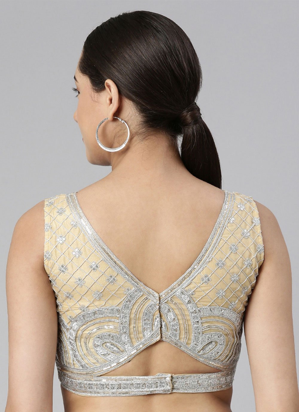 Blouse Net Beige Embroidered Blouse