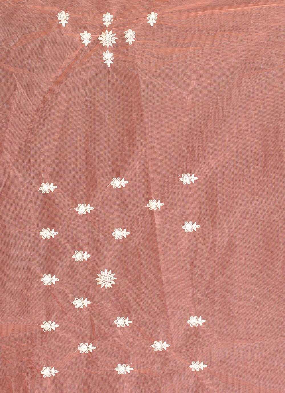 Designer Net Peach Embroidered Saree