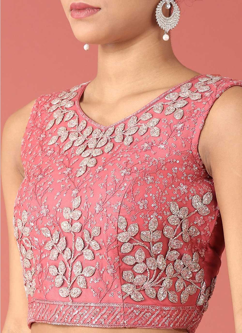 Lehenga Choli Net Pink Embroidered Lehenga Choli