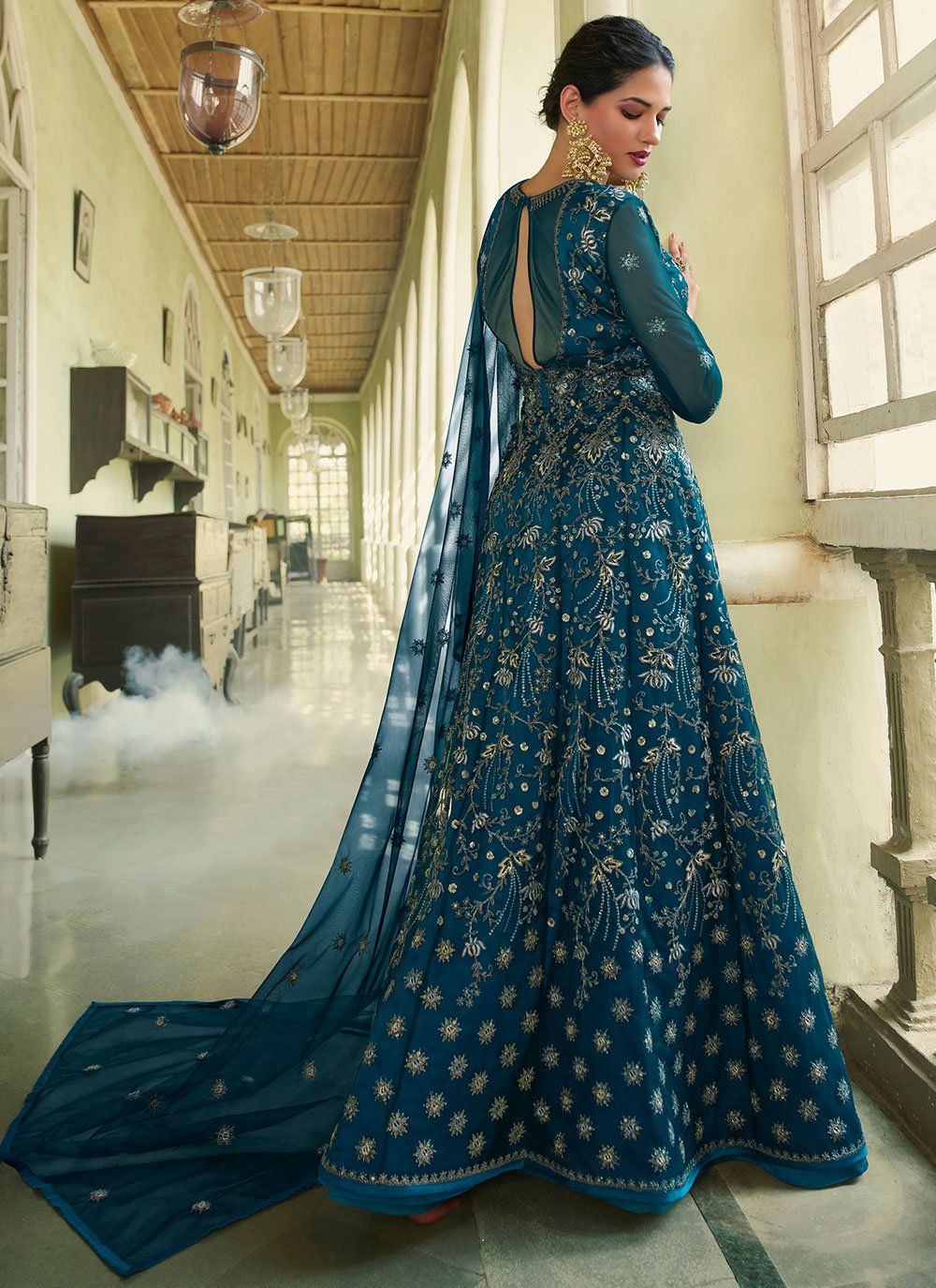 Salwar Suit Net Morpeach Embroidered Salwar Kameez