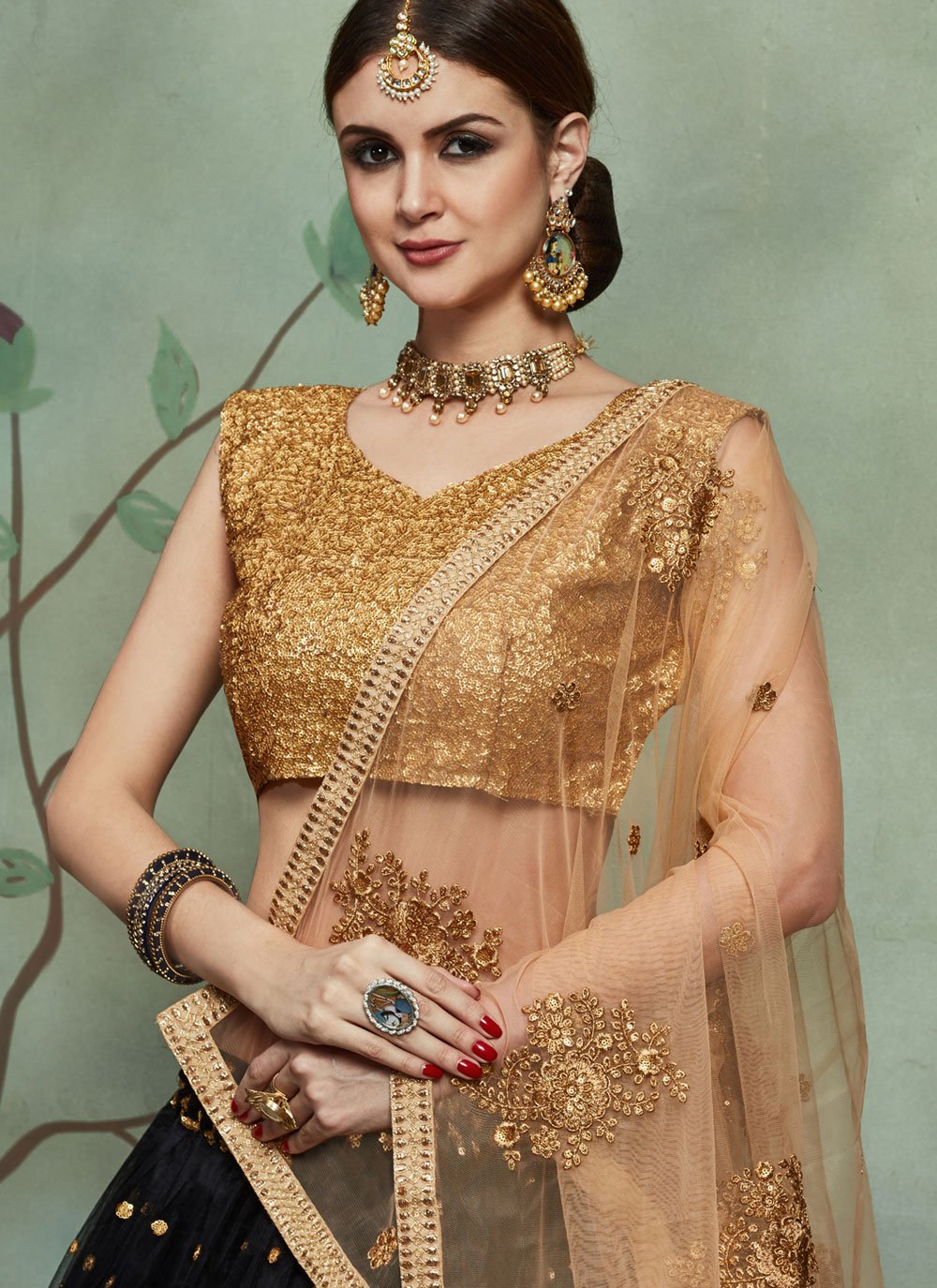 Lehenga Choli Net Black Embroidered Lehenga Choli