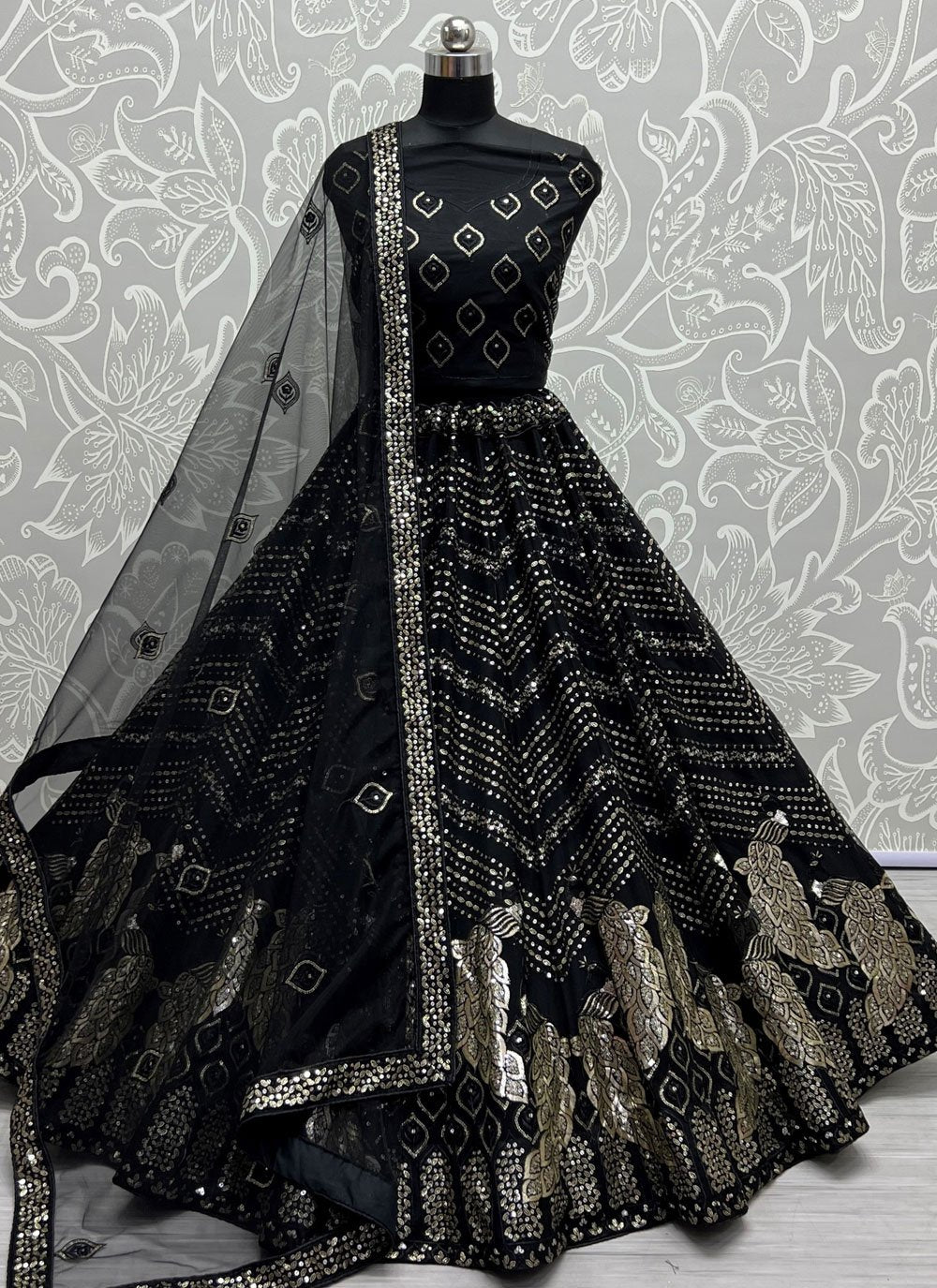 Lehenga Choli Net Black Embroidered Lehenga Choli – Kajols