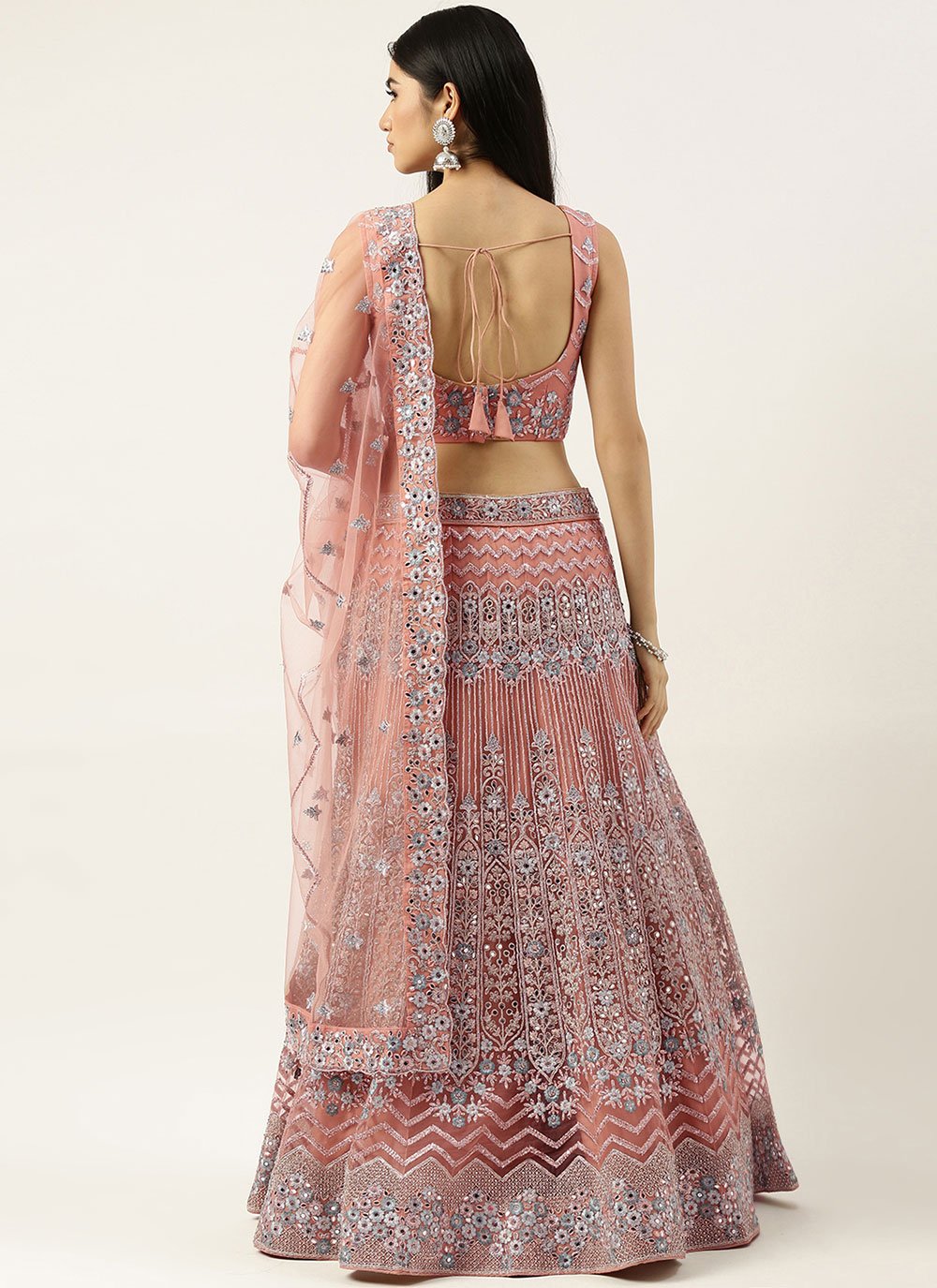 Lehenga Choli Net Mauve Embroidered Lehenga Choli