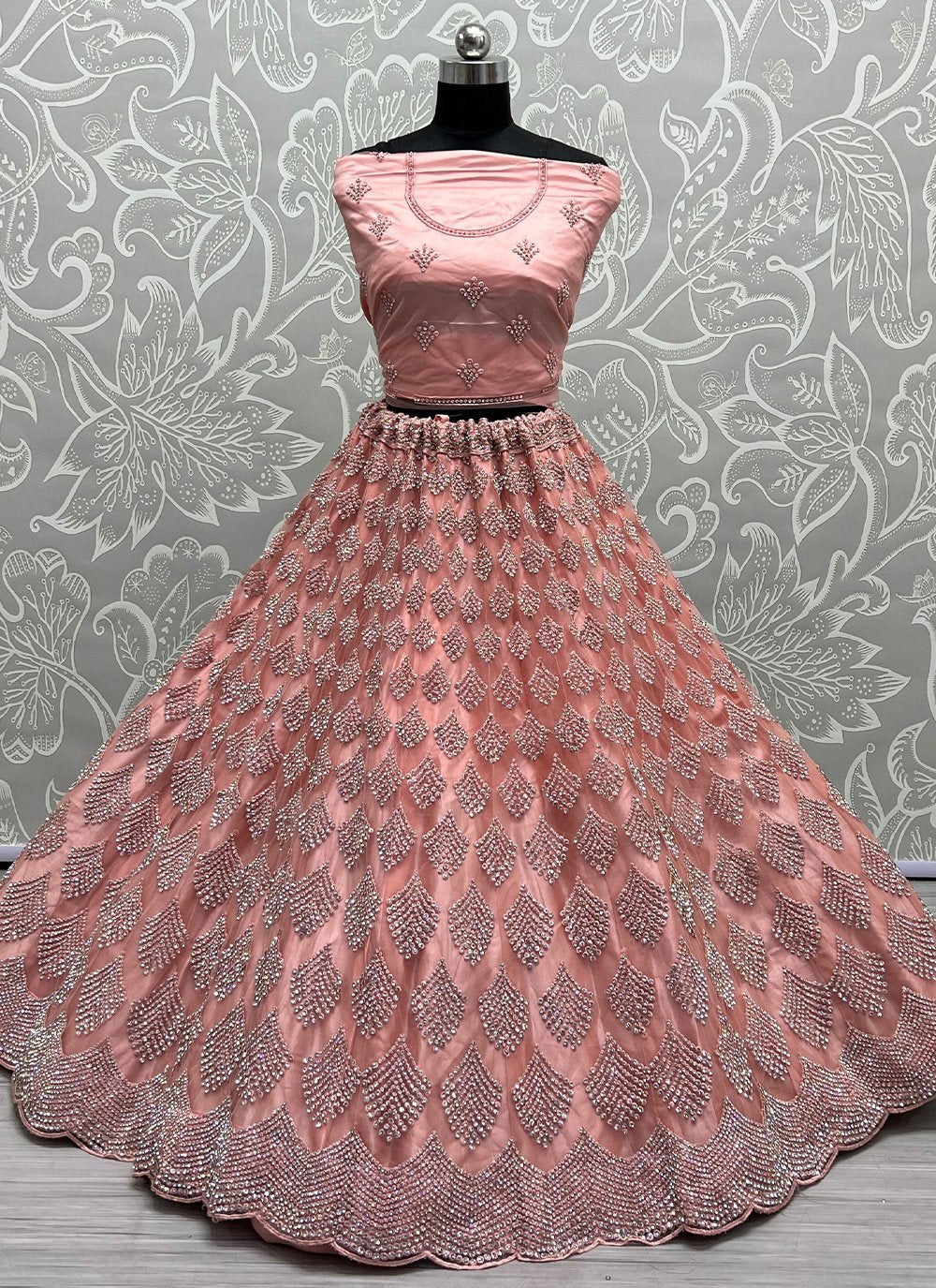 A Line Lehenga Net Pink Diamond Lehenga Choli