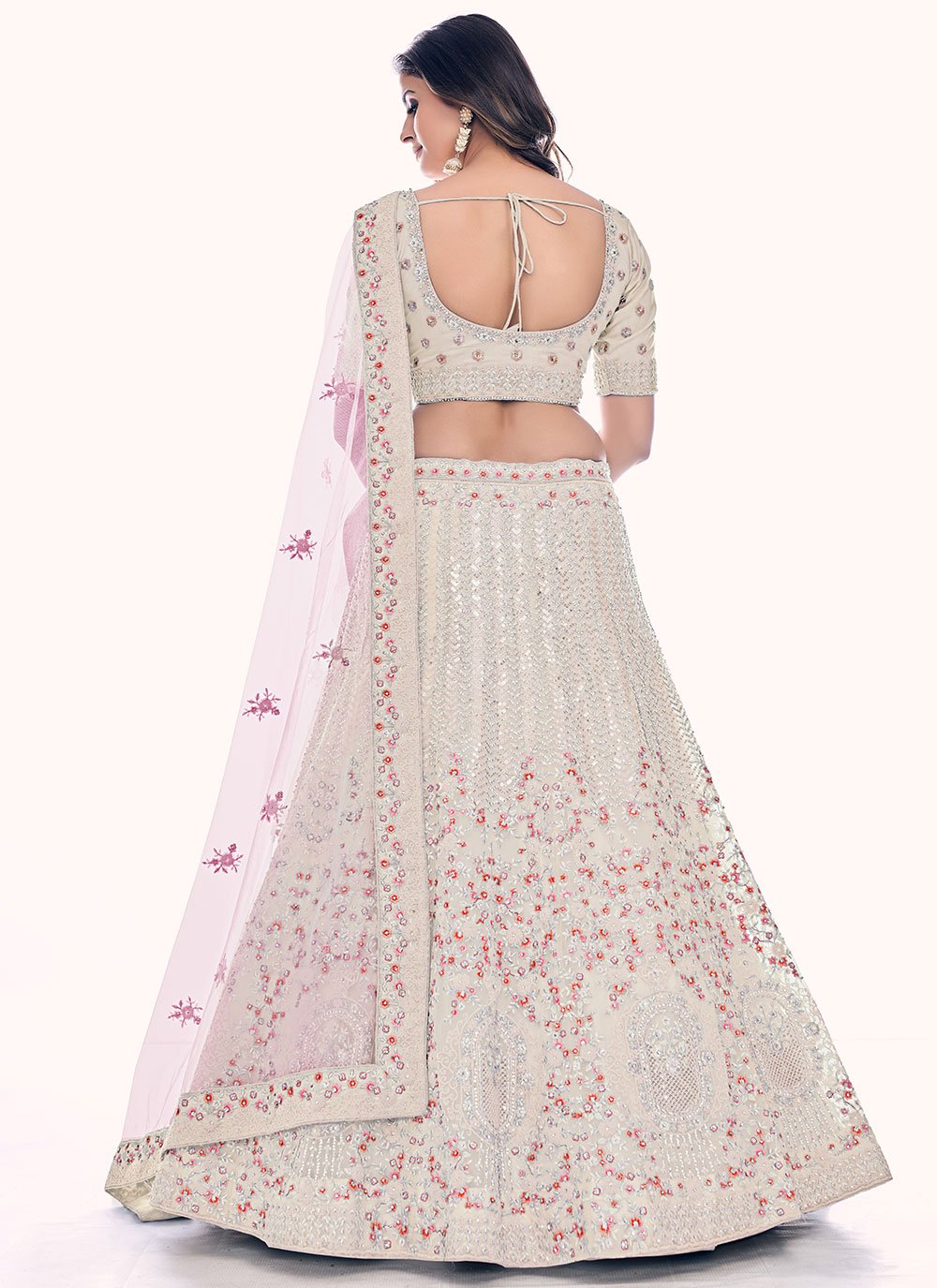 Lehenga Choli Net Off White Dori Work Lehenga Choli