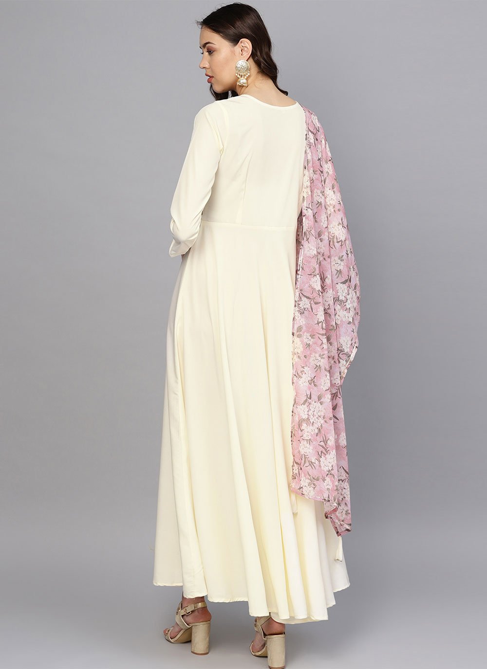 Gown Crepe Silk Off White Plain Gown