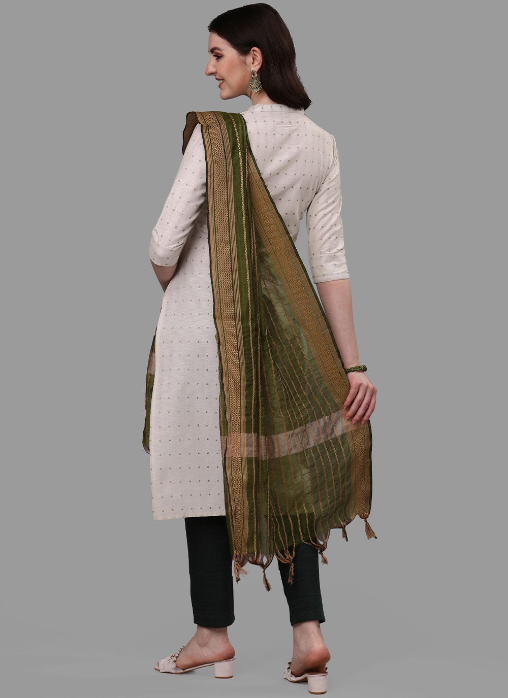 Salwar Suit Cotton Off White Weaving Salwar Kameez