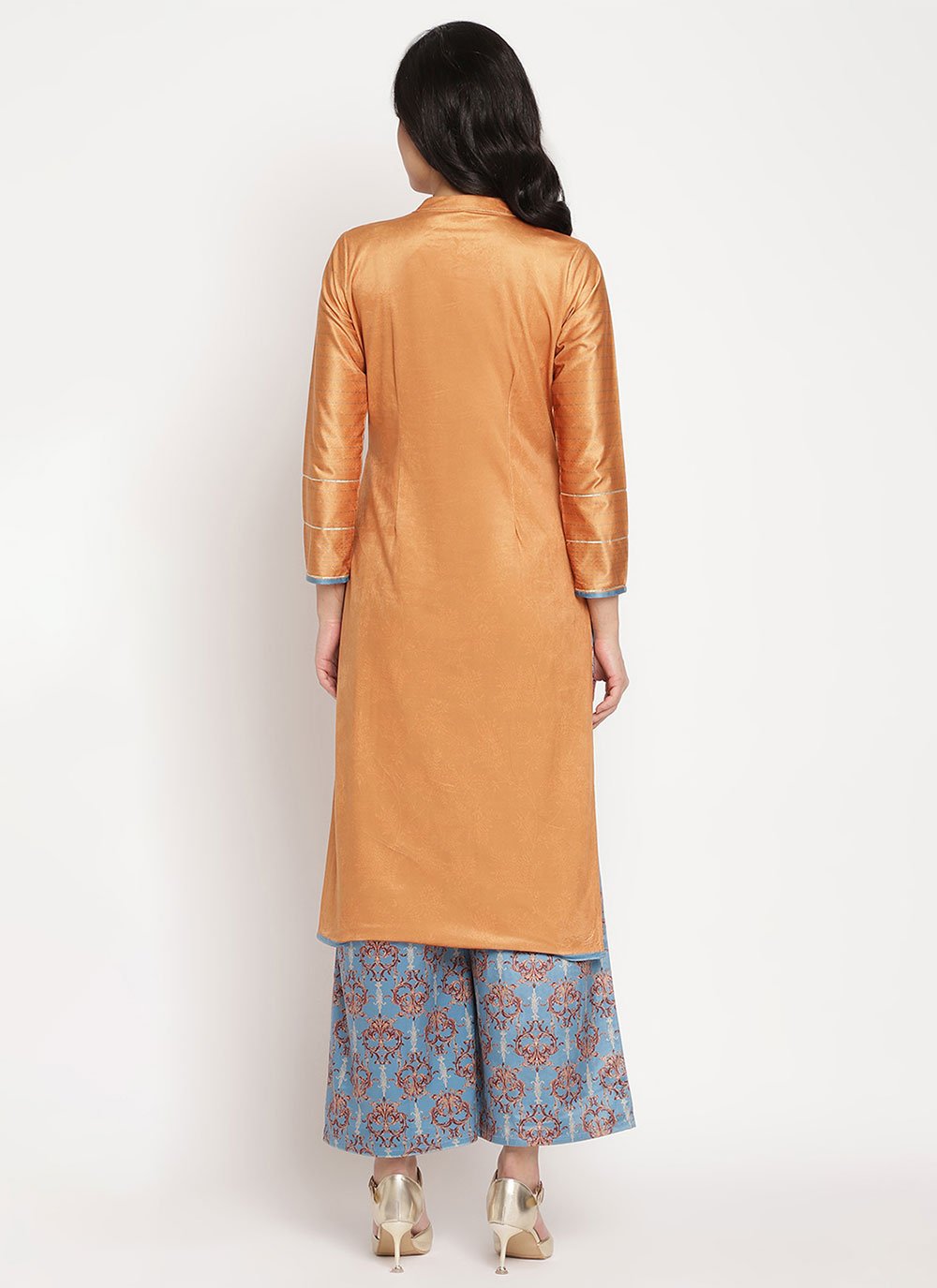 Party Wear Kurti Velvet Orange Digital Print Kurtis