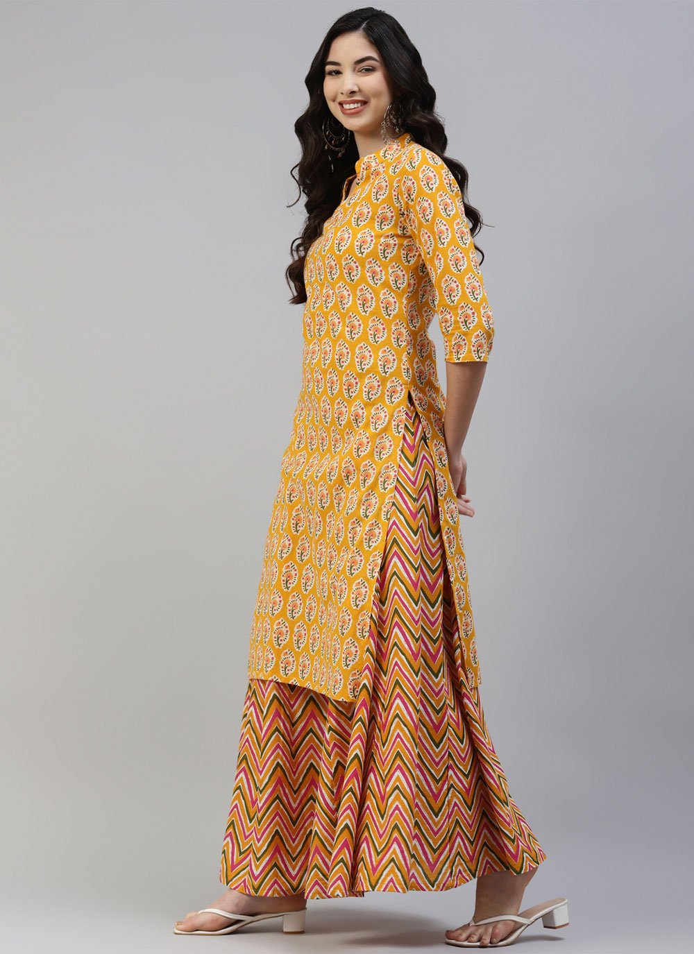 Casual Kurti Cotton Orange Print Kurtis