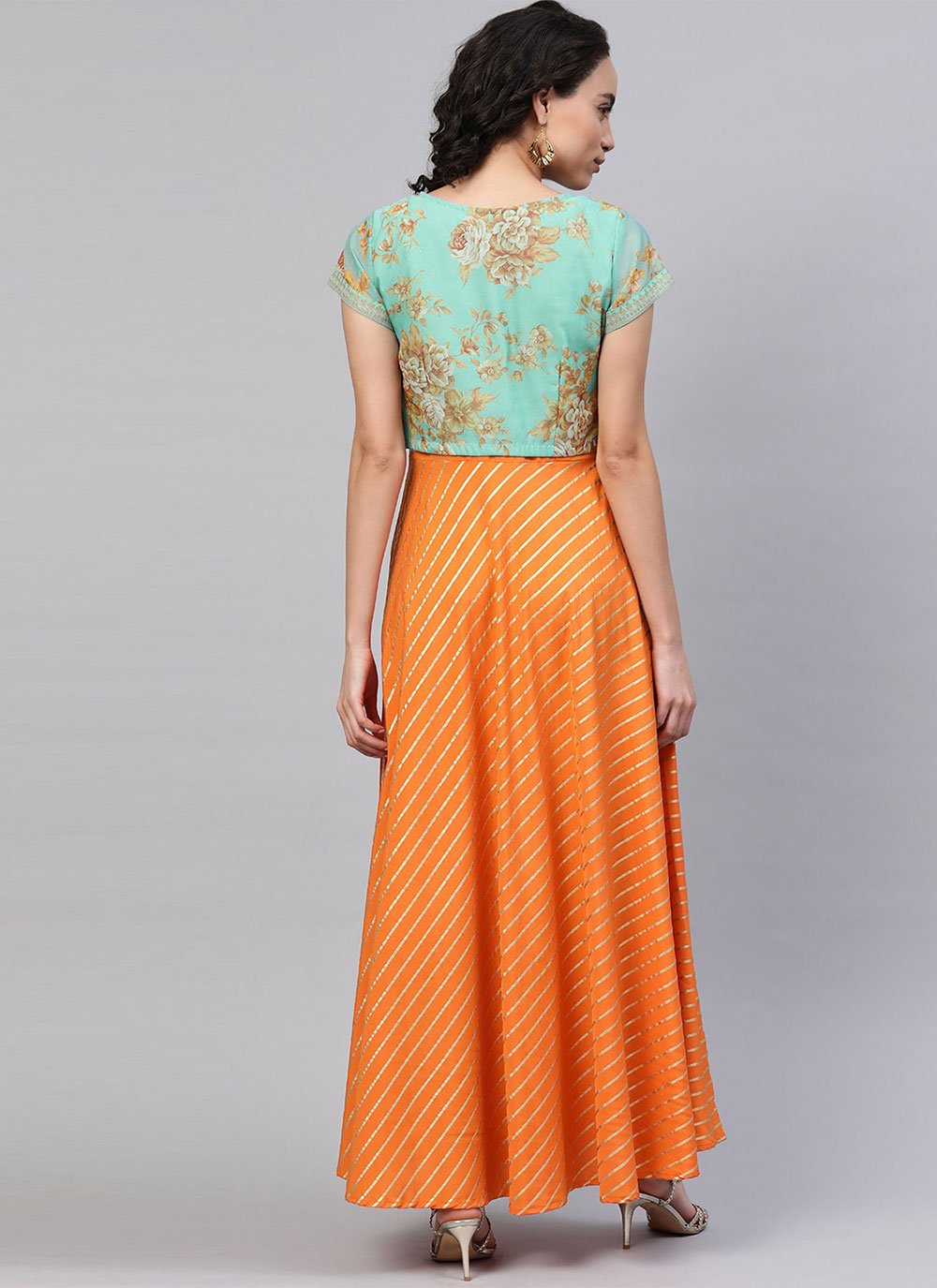 Designer Kurti Crepe Silk Orange Print Kurtis