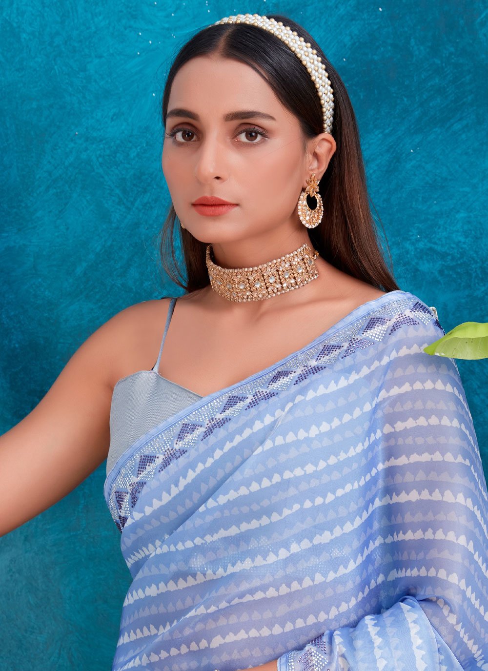 Classic Organza Lavender Digital Print Saree