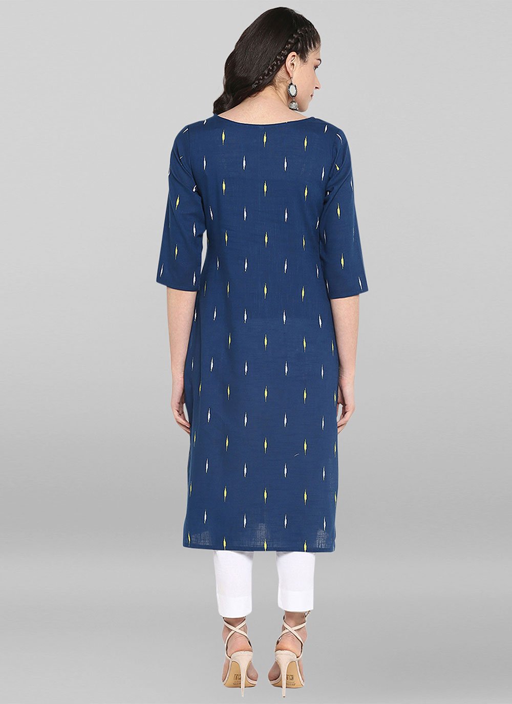 Party Wear Kurti Cotton Blue Print Kurtis