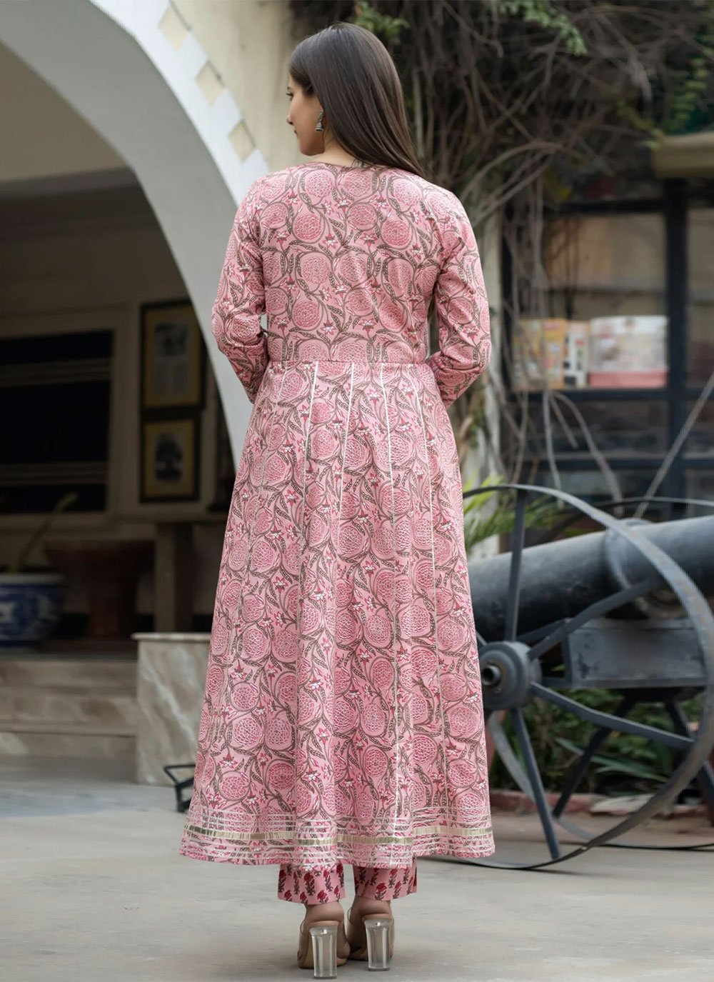 Party Wear Kurti Cotton Pink Print Kurtis