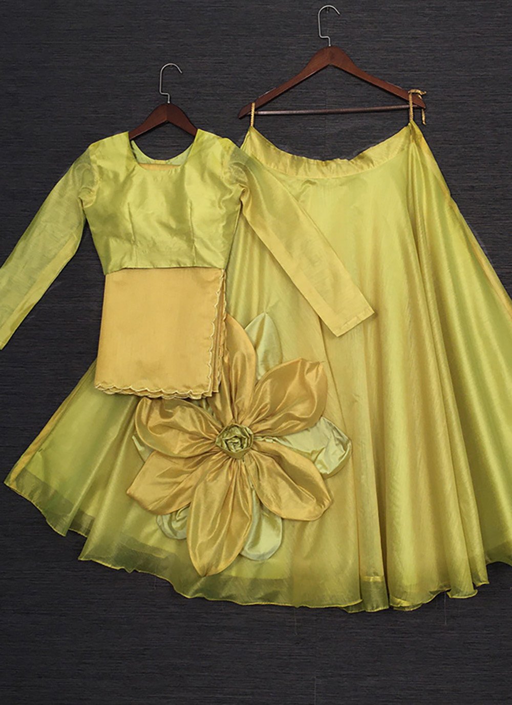 Lehenga Choli Chanderi Silk Yellow Patch Border Lehenga Choli