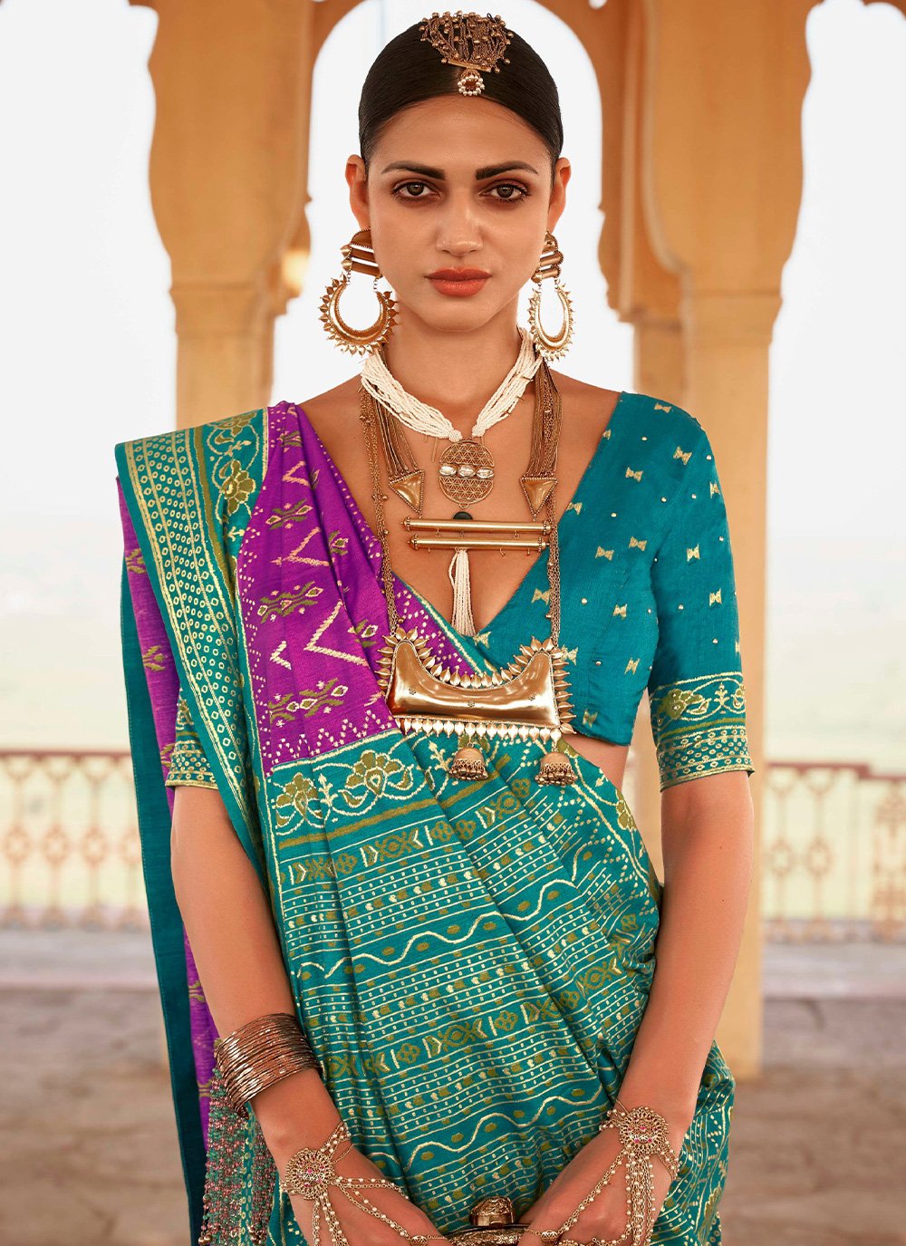 Classic Silk Purple Patola Print Saree