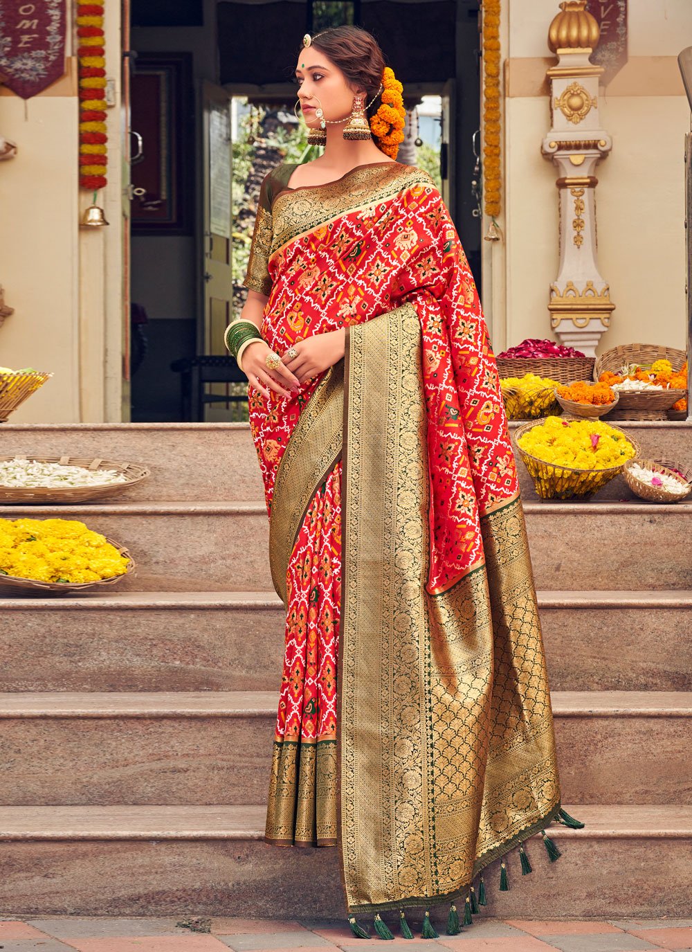 Traditional Saree Patola Silk Red Weaving Saree
