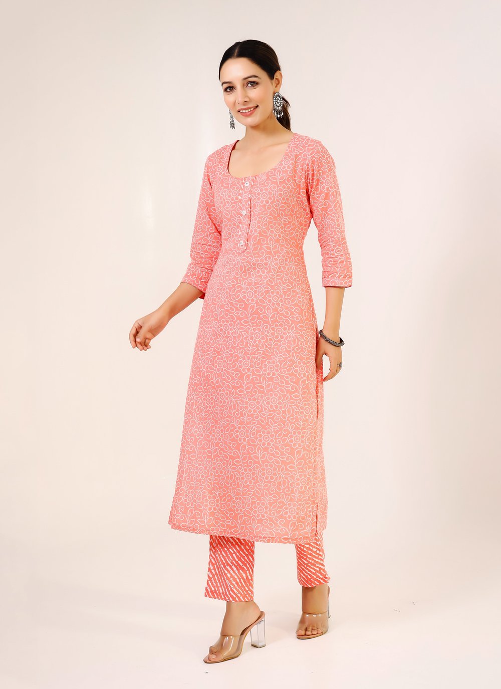 Pant Style Suit Cotton Peach Fancy Work Salwar Kameez