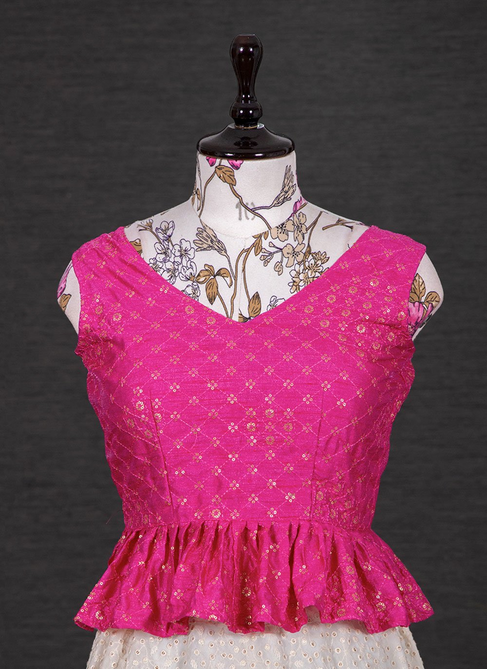 A Line Lehenga Georgette Pink White Embroidered Lehenga Choli