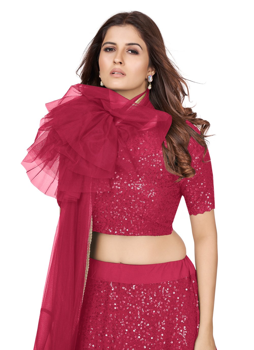 A Line Lehenga Georgette Pink Embroidered Lehenga Choli