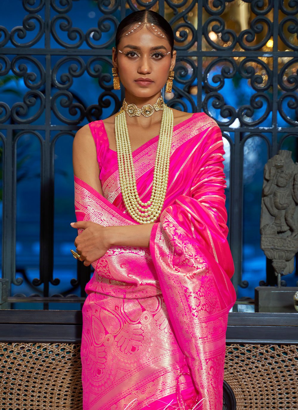 Trendy Saree Handloom Silk Satin Pink Weaving Saree