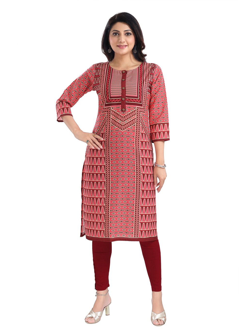 Designer Kurti Blended Cotton Pink Digital Print Kurtis