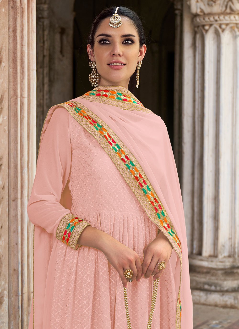 Salwar Suit Georgette Pink Embroidered Salwar Kameez