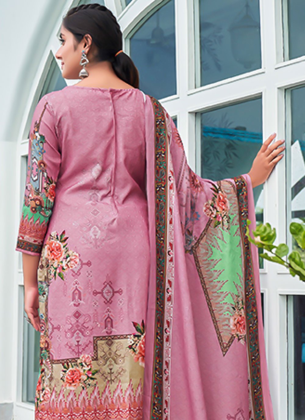 Pant Style Suit Pashmina Pink Digital Print Salwar Kameez