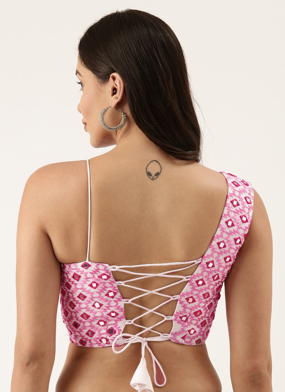 Blouse Raw Silk Pink Embroidered Blouse