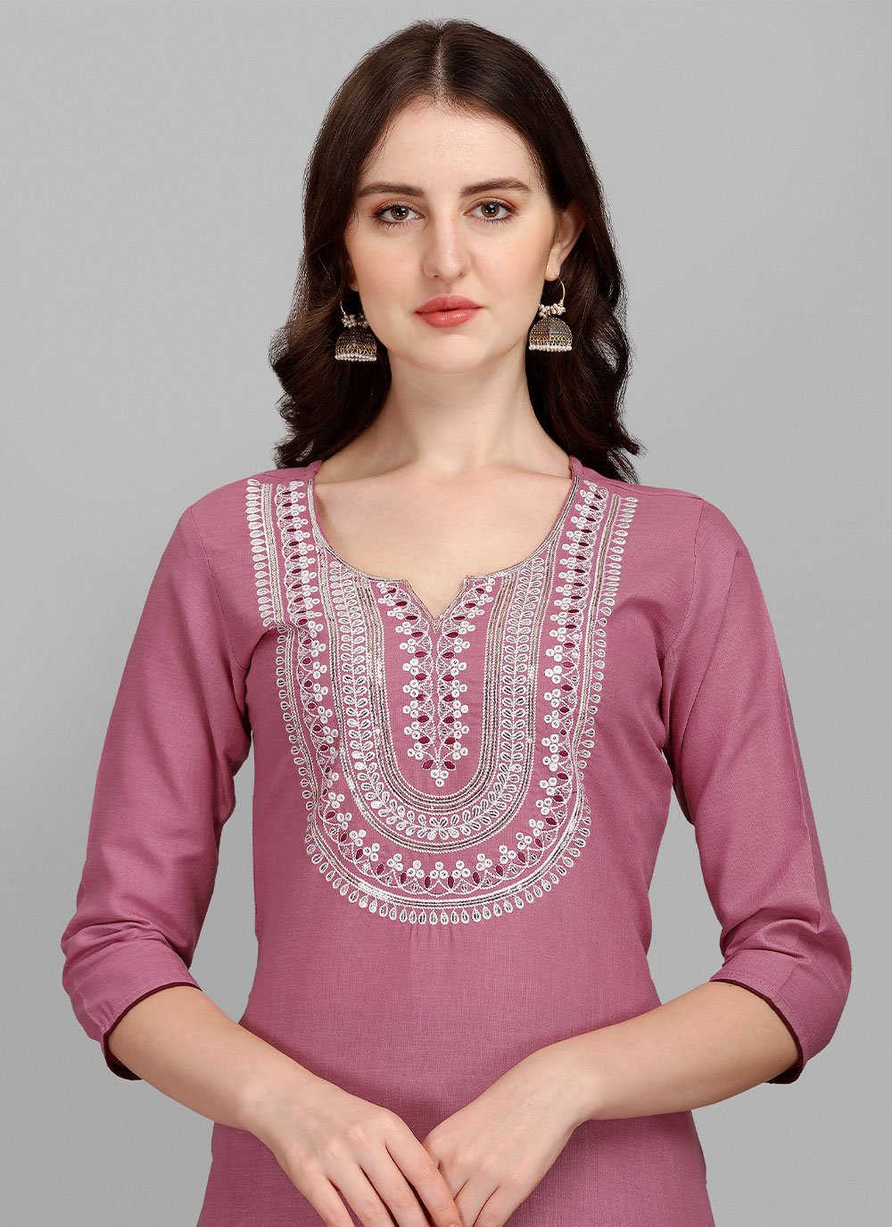 Salwar Suit Cotton Pink Embroidered Salwar Kameez