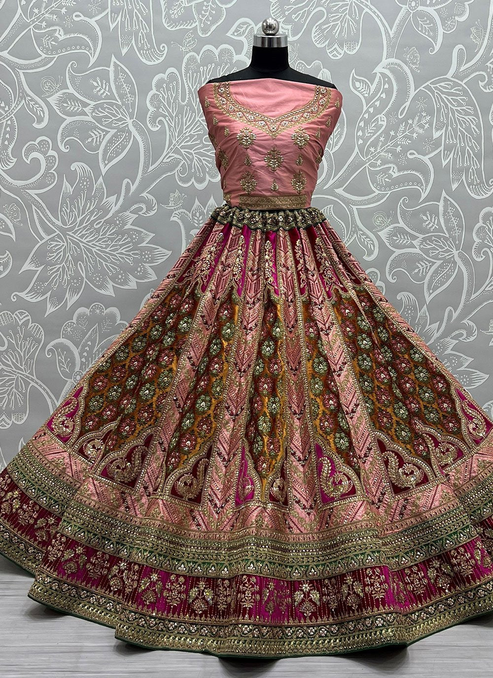 Lehenga Choli Silk Pink Dori Work Lehenga Choli