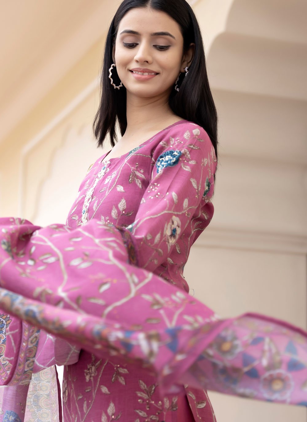 Salwar Suit Silk Pink Embroidered Salwar Kameez
