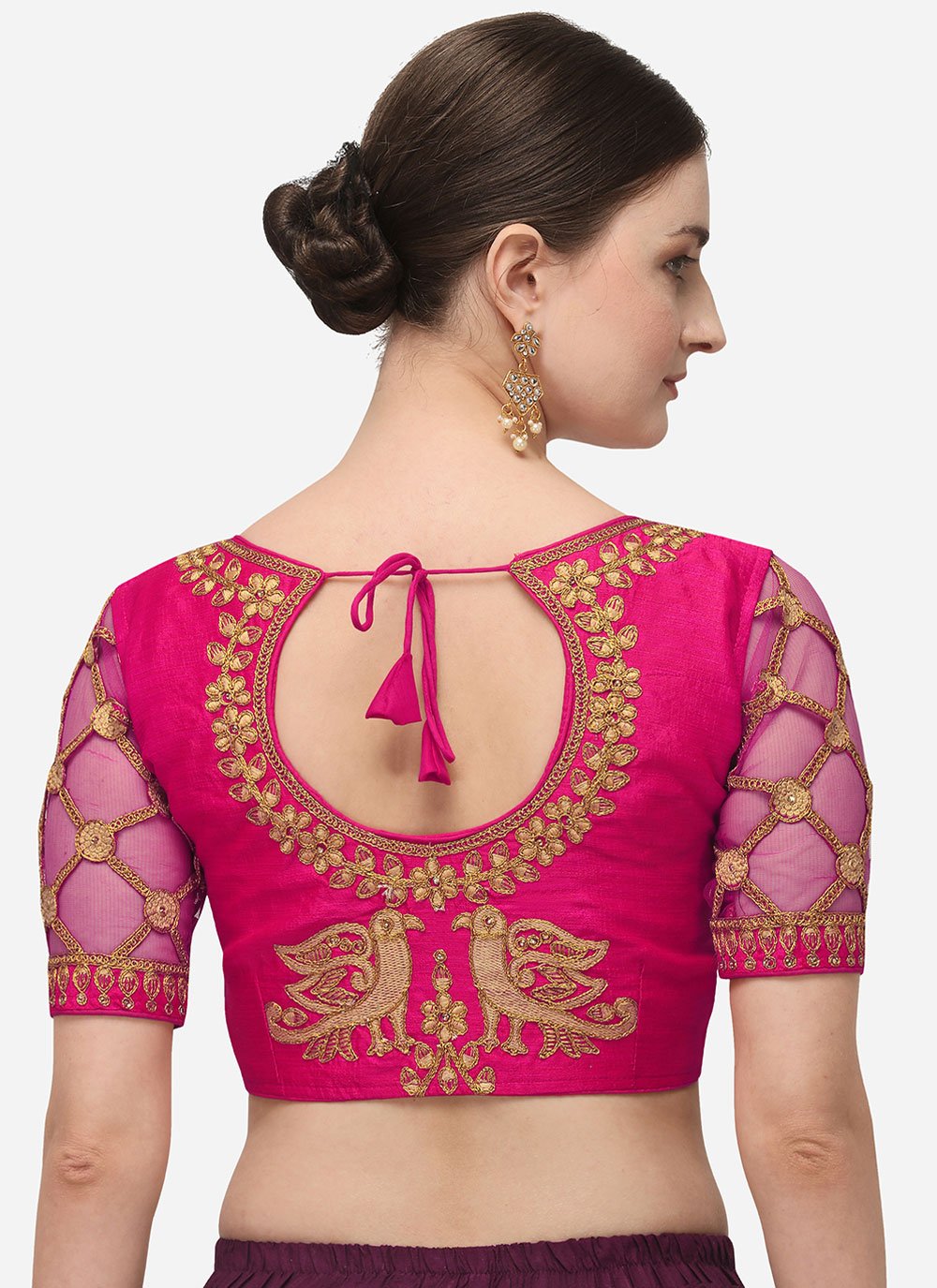 Designer Blouse Silk Pink Embroidered Blouse