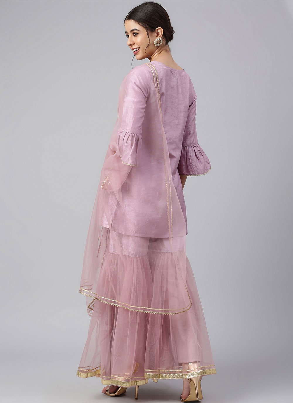 Straight Salwar Suit Poly Silk Pink Plain Salwar Kameez