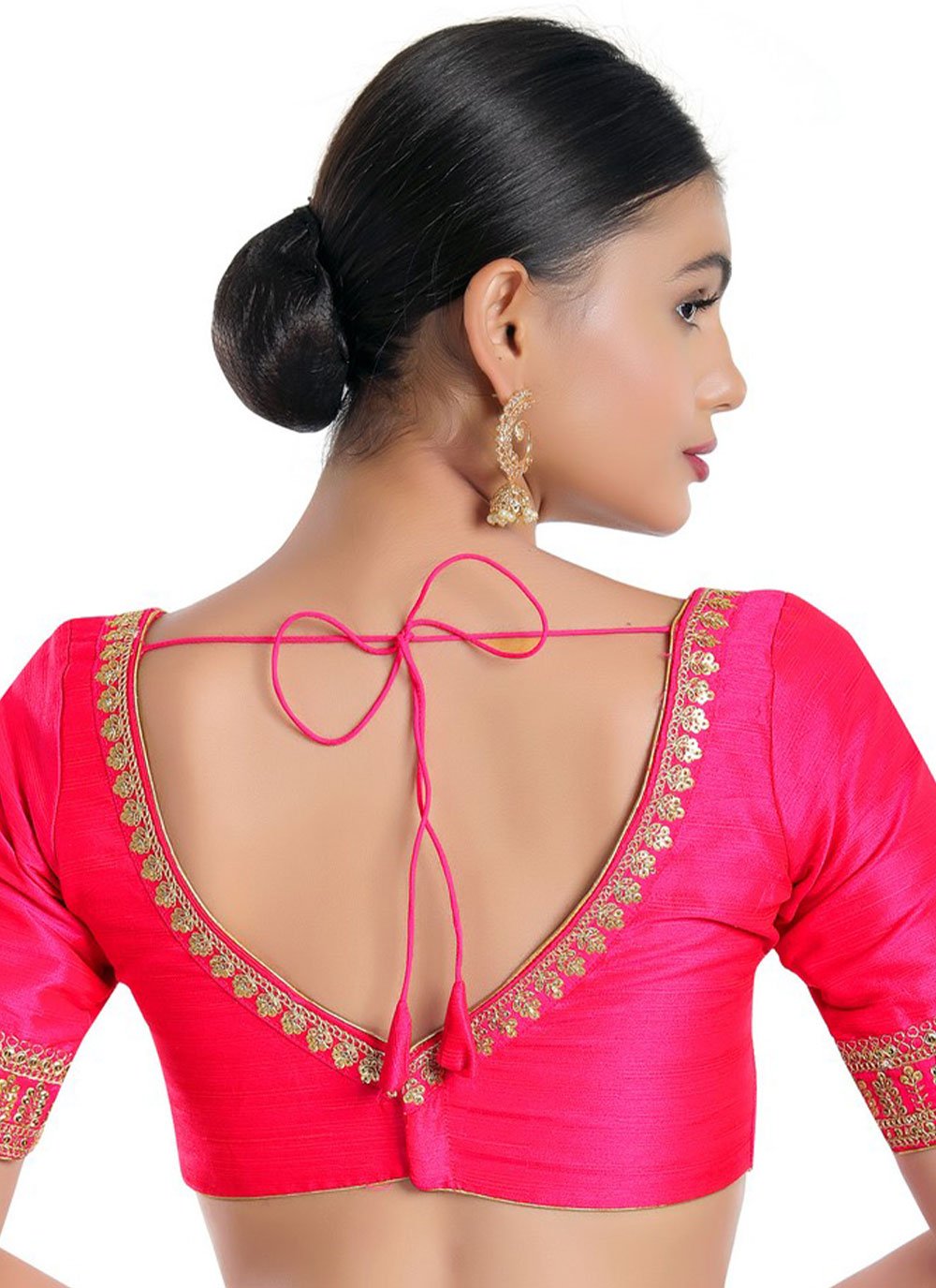 Blouse Silk Pink Embroidered Blouse