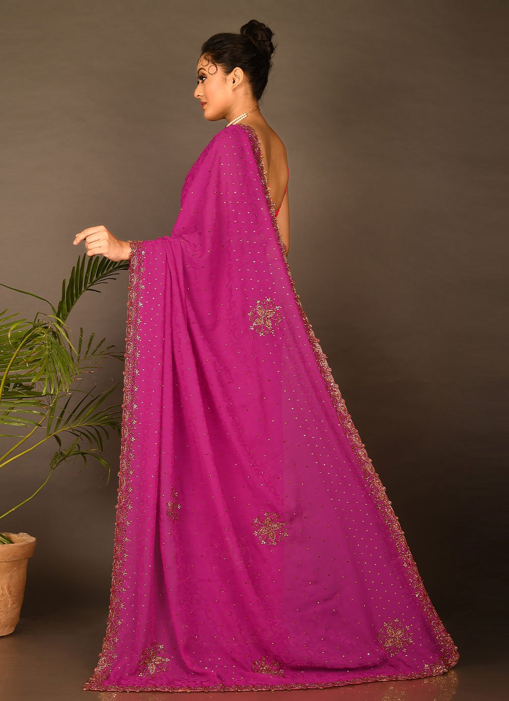 Contemporary Rangoli Pink Embroidered Saree