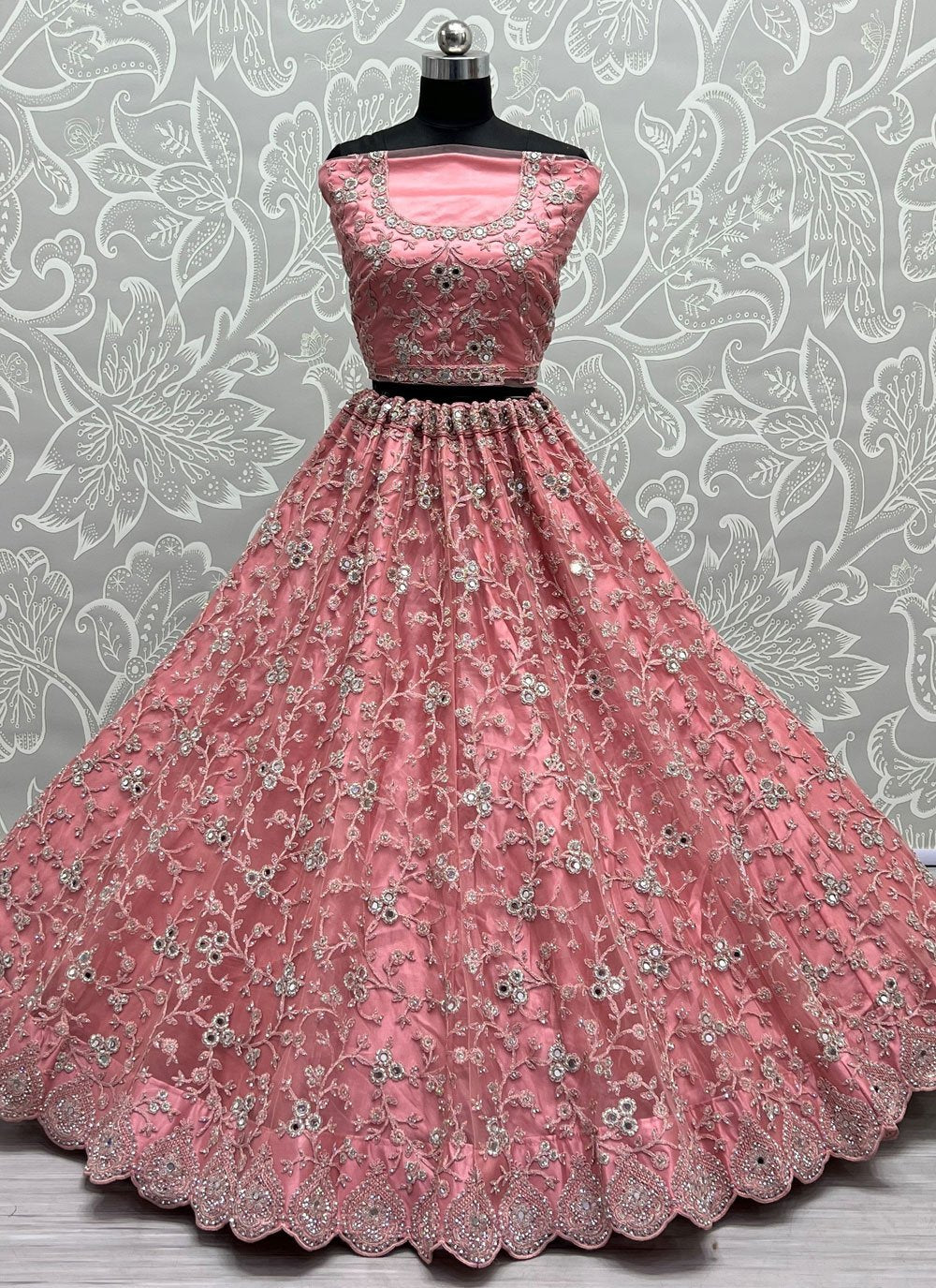 Lehenga Choli Net Pink Dori Work Lehenga Choli