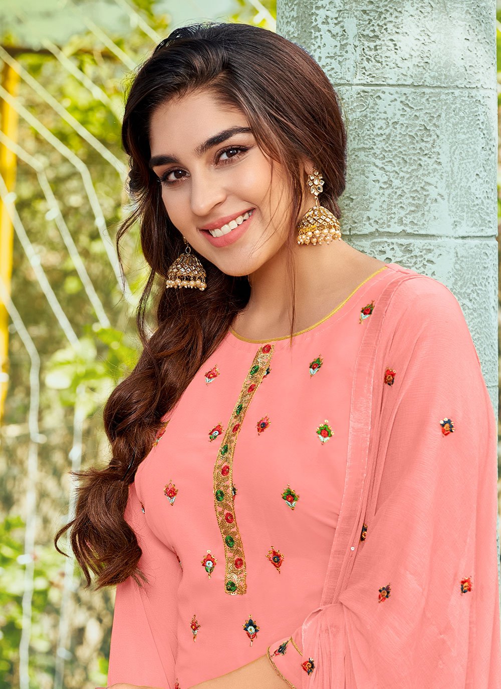 Patiala Suit Georgette Pink Embroidered Salwar Kameez