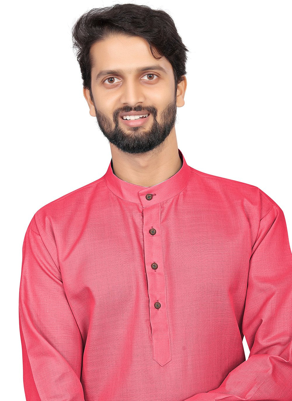 Kurta Pyjama Cotton Pink Plain Mens