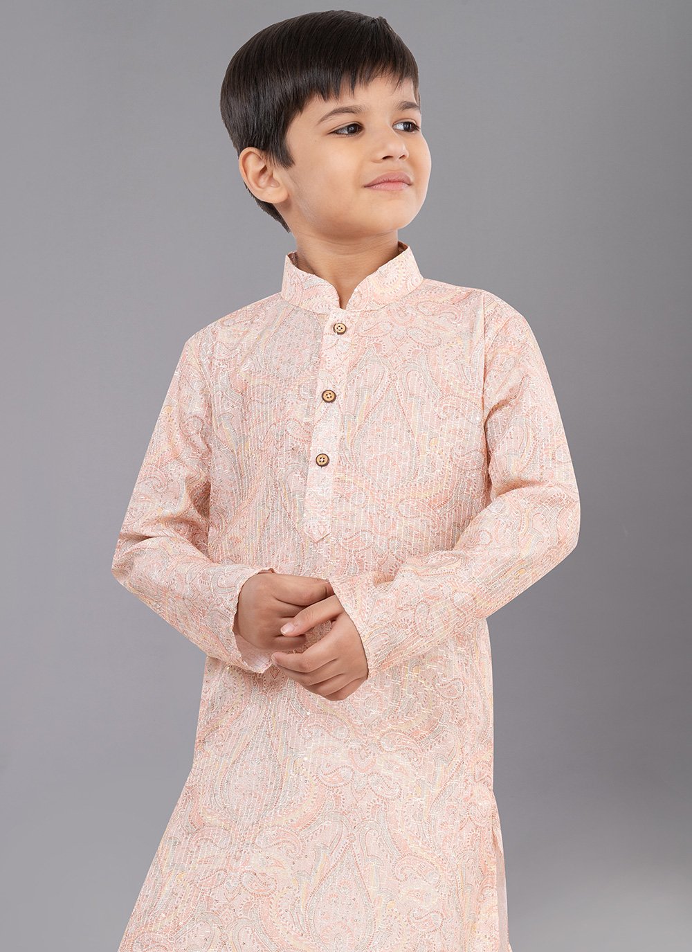 Kurta Pyjama Polyester Pink Digital Print Kids